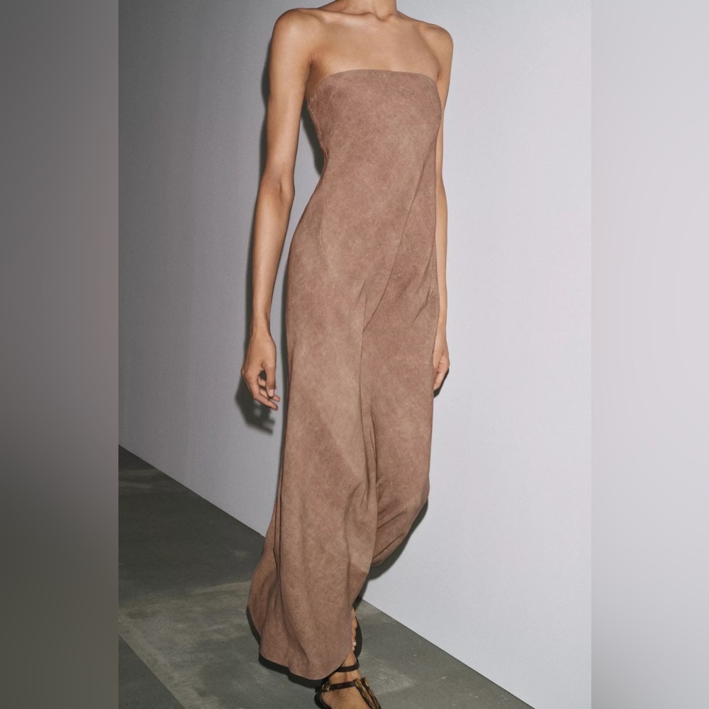 Zara ZW Collection Beige-Pink Structured Dress